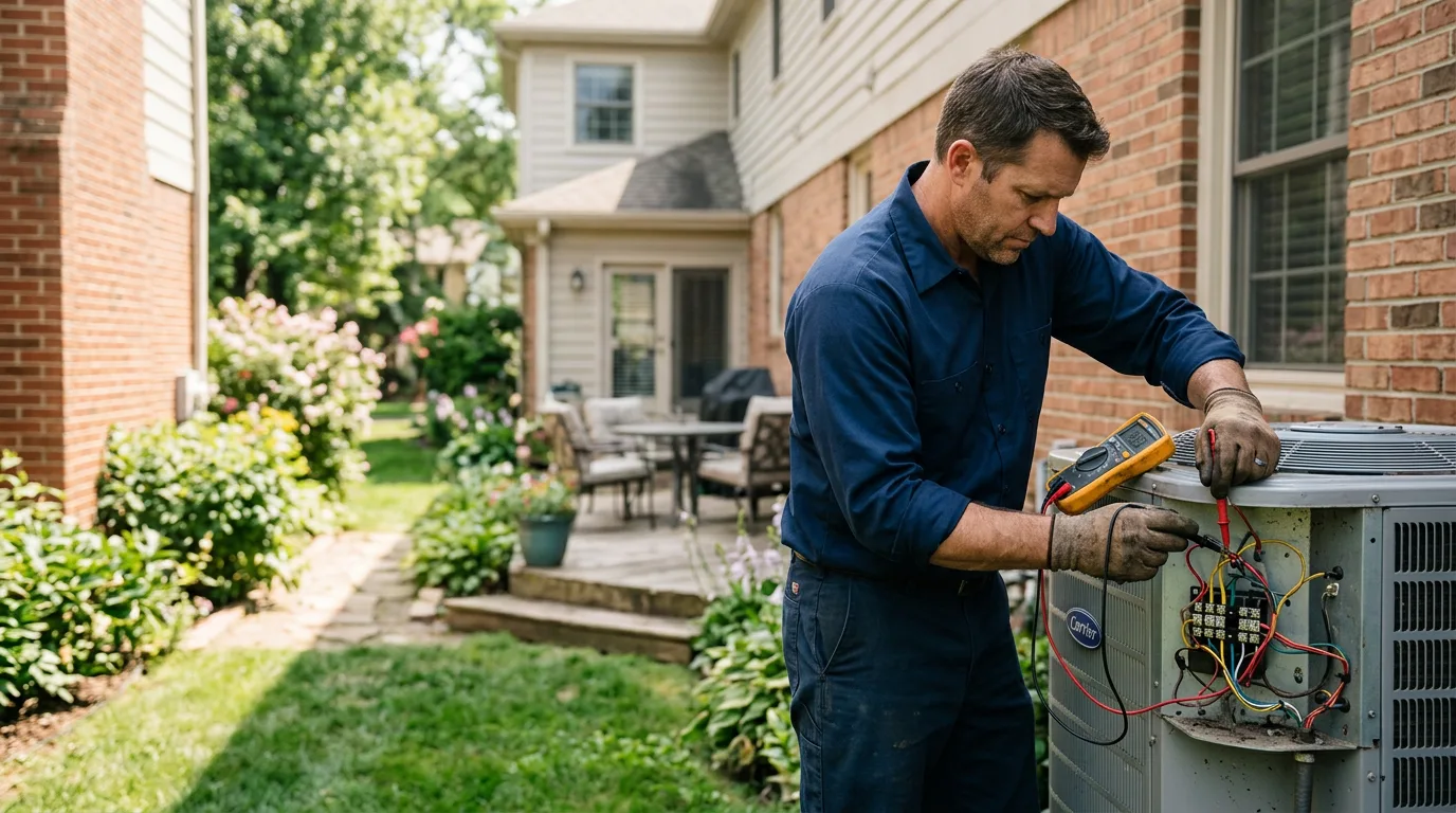 HVAC technician working near Wells Bridge, NY